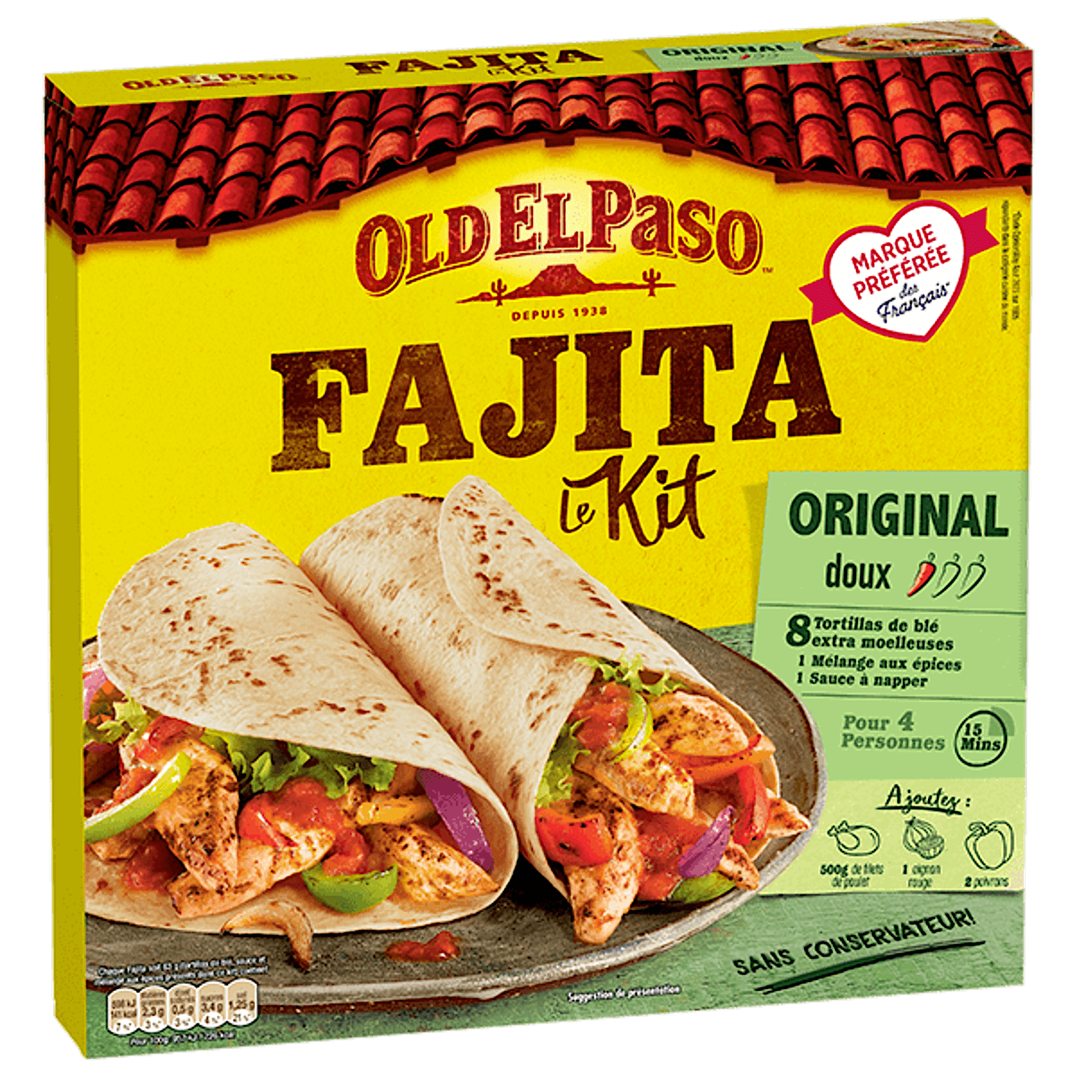 paquet de kit fajitas doux original d'Old El Paso 500g